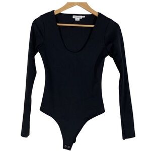 Good American Scoop Neck Long Sleeve Bodysuit Top Size Small NWT